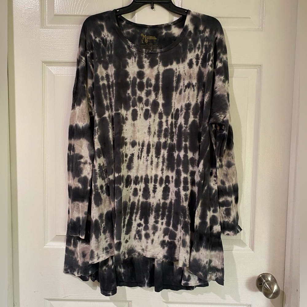 Show Me Your Mumu Mellow Tunic Top Womens L Tie Dye Long Sleeve Flowy Beach